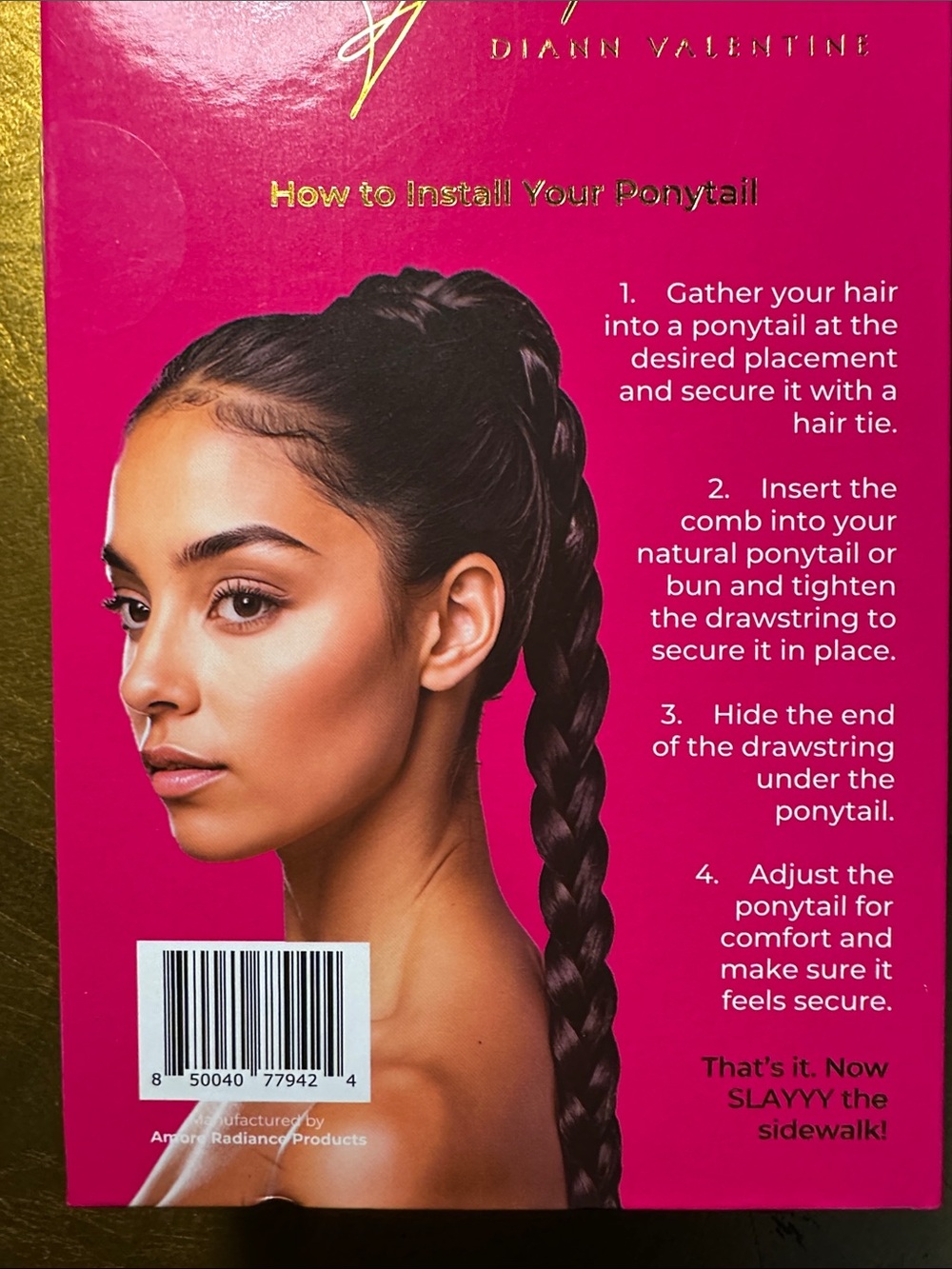 ⚡️SLAYYY 24” Drawstring Ponytail Braid - Black Stallion (Hot Pink Box)